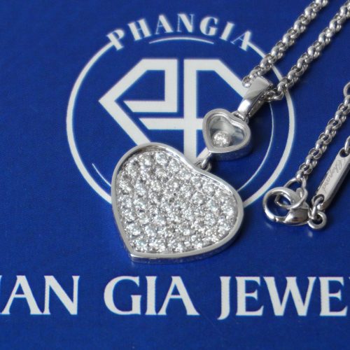 Dây Chuyền Chopard Happy Hearts 18K White Gold, Full Kim Cương