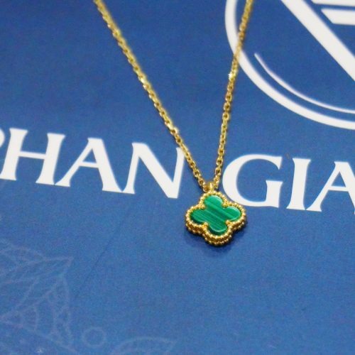 Dây Chuyền Sweet Alhambra Pendant 9mm 18K Yellow Gold, Đá Malachite