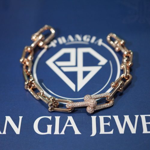 Lắc Tay Tiffany HardWear Medium Link 18K Rose Gold & Diamonds